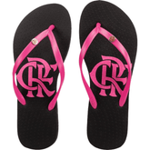 Chinelo Flamengo Slim Preto com Tiras Rosas