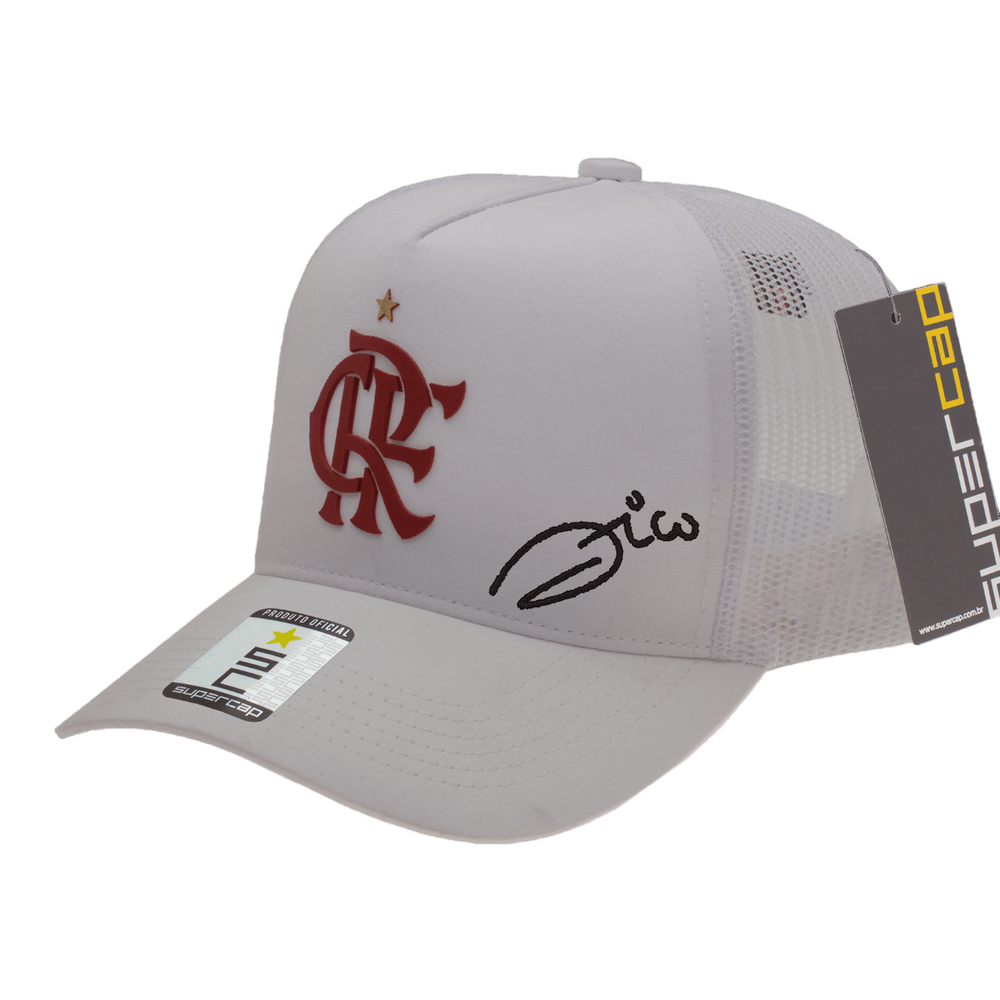 Boné Flamengo Aba Curva CRF Silk 3D Zico Branco Super Cap - UN
