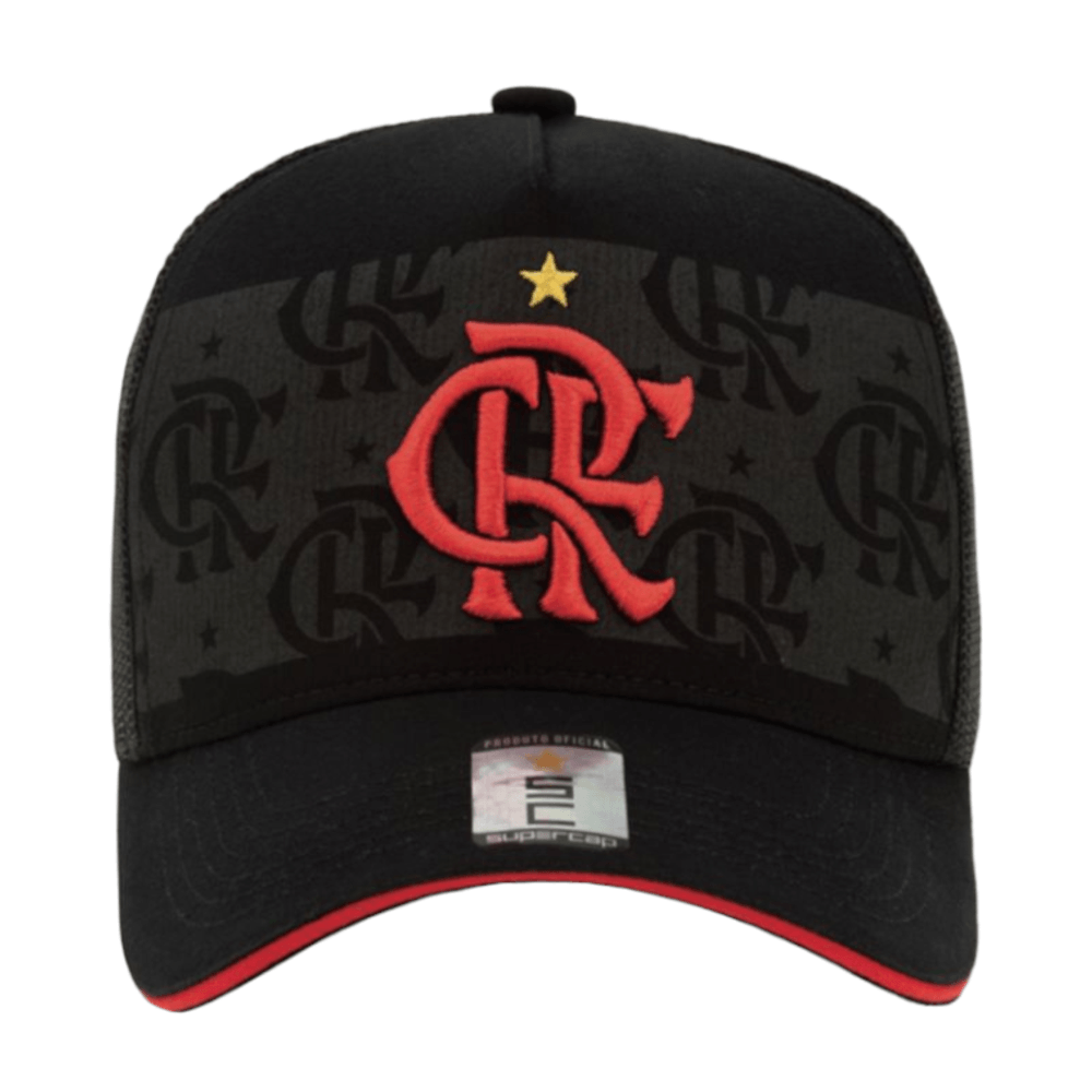 Boné Flamengo Aba Curva Escudo Faixa Frontal Zico Preto Super Cap - UN